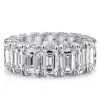 Emerald Cut Created White Sapphire Eternity Wedding Band in 925 Sterling Silver
