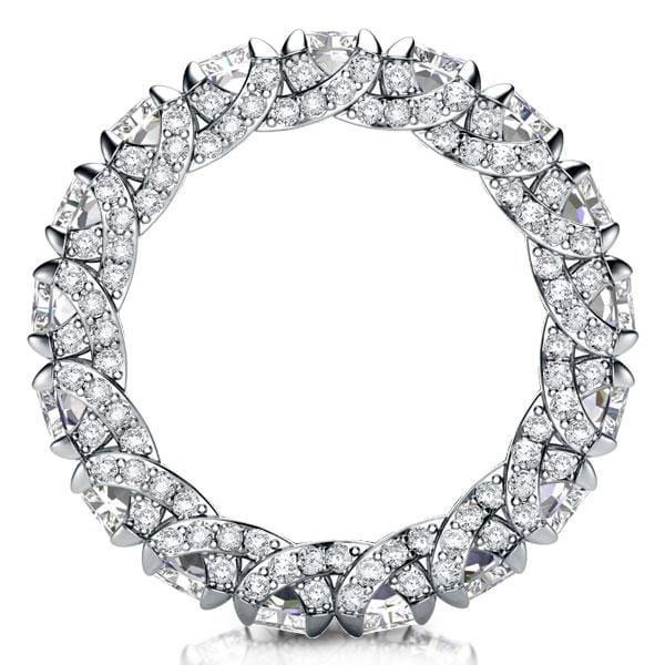 Emerald Cut Created White Sapphire Eternity Wedding Band in 925 Sterling Silver