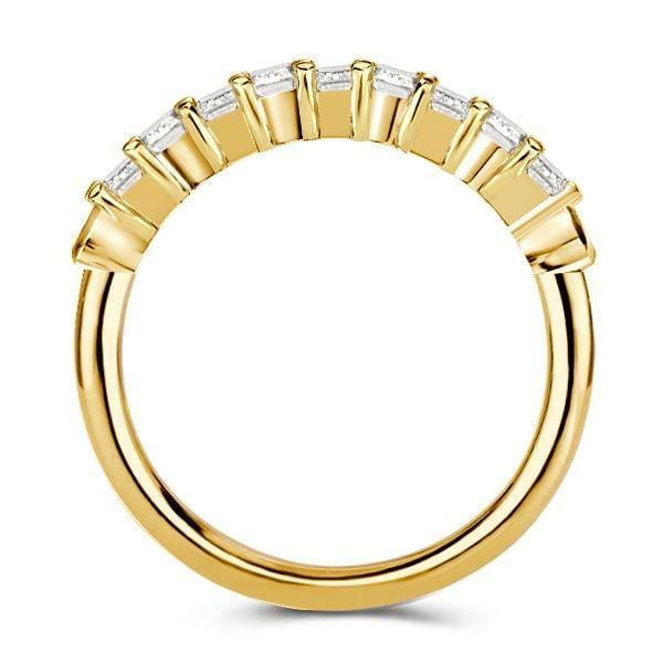 Half Eternity Wedding Band with Pear Cut Emerald Stones in 18K Gold Plated Sterling Silver