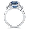 Cushion Cut Blue Topaz 3 Stone Engagement Ring in Sterling Silver