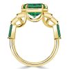 Emerald Cut Seven Stone Engagement Ring in 18K Gold Plated Sterling Silver