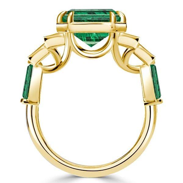Emerald Cut Seven Stone Engagement Ring in 18K Gold Plated Sterling Silver