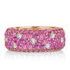 Five Row Pink Sapphire Eternity Wedding Band in 18K Rose Gold Plated Sterling Silver
