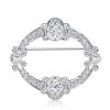 Art Deco Sterling Silver Brooch with Round Cut Oval Stones