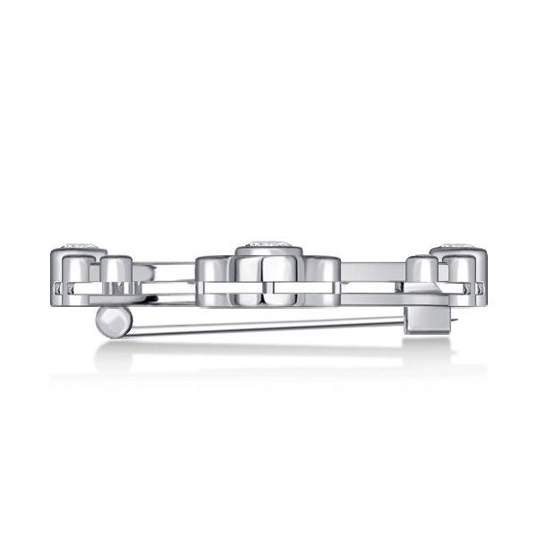 Art Deco Sterling Silver Brooch with Round Cut Oval Stones