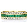 Triple Row Created White and Green Eternity Wedding Band in 18K Gold Plated Sterling Silver