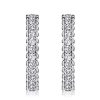 White Sapphire Hoop Earrings - Sterling Silver, Round Cut, 0.96 CTW