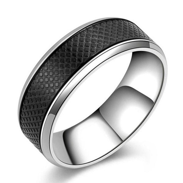 Two-Tone Intertwined Stainless Steel Wedding Band for Men - Silver & Black, 8mm