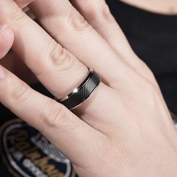 Two-Tone Intertwined Stainless Steel Wedding Band for Men - Silver & Black, 8mm