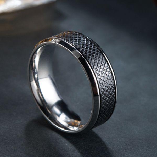 Two-Tone Intertwined Stainless Steel Wedding Band for Men - Silver & Black, 8mm