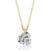 Sterling Silver White Sapphire Heart Pendant Necklace with Adjustable Chain