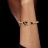 Dancing Butterfly Bangle Bracelet - 18K Gold Plated Sterling Silver
