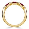 Emerald Cut Ruby Wedding Band Ring for Women in 18K Gold Plated Sterling Silver
