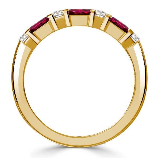 Emerald Cut Ruby Wedding Band Ring for Women in 18K Gold Plated Sterling Silver