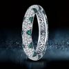 Green Sapphire Wedding Band - 925 Sterling Silver Ring