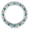 Green Sapphire Wedding Band - 925 Sterling Silver Ring