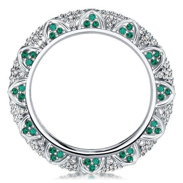 Green Sapphire Wedding Band - 925 Sterling Silver Ring