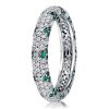 Green Sapphire Wedding Band - 925 Sterling Silver Ring