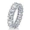 Emerald & White Sapphire Eternity Wedding Band - Sterling Silver