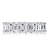 Emerald & White Sapphire Eternity Wedding Band - Sterling Silver