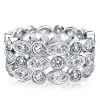 Triple Row Sterling Silver Eternity Wedding Band - Vintage Style