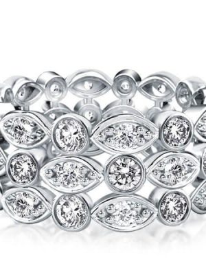 Triple Row Sterling Silver Eternity Wedding Band - Vintage Style