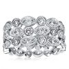 Triple Row Sterling Silver Eternity Wedding Band - Vintage Style