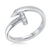 Sterling Silver Nail Design Wedding Band with Round Cut Stones