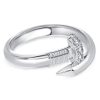 Sterling Silver Nail Design Wedding Band with Round Cut Stones
