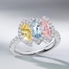 Halo Marquise Cut Three Stone Engagement Ring - Sterling Silver