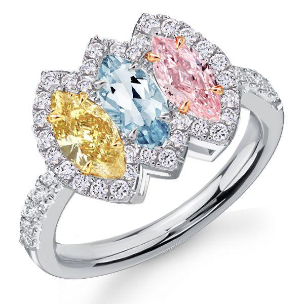 Halo Marquise Cut Three Stone Engagement Ring - Sterling Silver