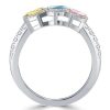 Halo Marquise Cut Three Stone Engagement Ring - Sterling Silver