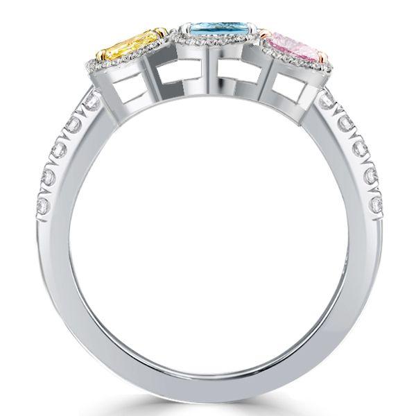 Halo Marquise Cut Three Stone Engagement Ring - Sterling Silver