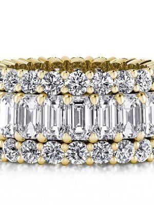 Triple Row Created White Sapphire Wedding Band in 18K Gold Plated Sterling Silver