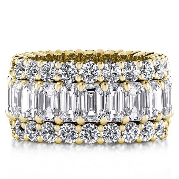 Triple Row Created White Sapphire Wedding Band in 18K Gold Plated Sterling Silver