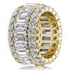 Triple Row Created White Sapphire Wedding Band in 18K Gold Plated Sterling Silver