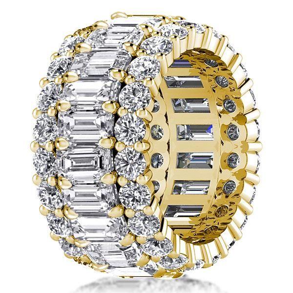 Triple Row Created White Sapphire Wedding Band in 18K Gold Plated Sterling Silver