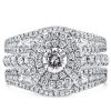 Double Halo Ring Guard 3PC Wedding Set - 925 Sterling Silver (1.79 CT. TW.)