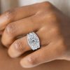 Double Halo Ring Guard 3PC Wedding Set - 925 Sterling Silver (1.79 CT. TW.)