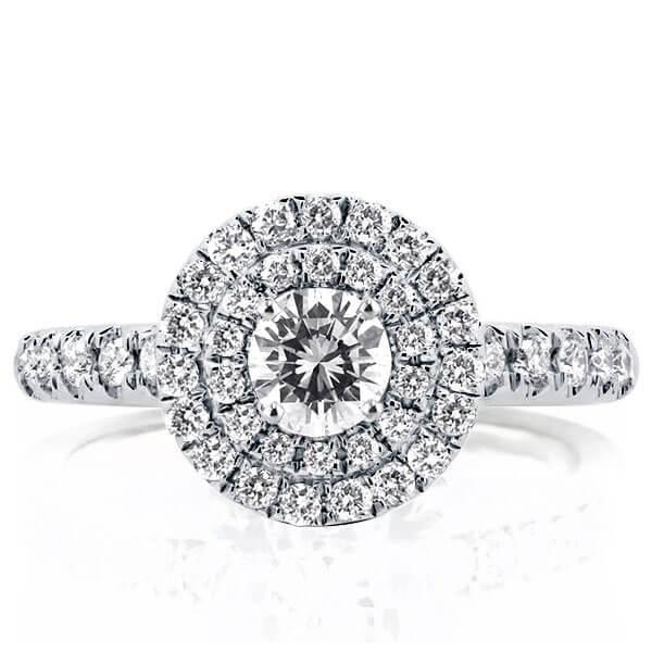 Double Halo Ring Guard 3PC Wedding Set - 925 Sterling Silver (1.79 CT. TW.)