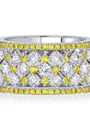 Yellow Topaz and White Sapphire Eternity Band Ring in Sterling Silver