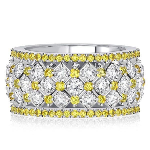 Yellow Topaz and White Sapphire Eternity Band Ring in Sterling Silver