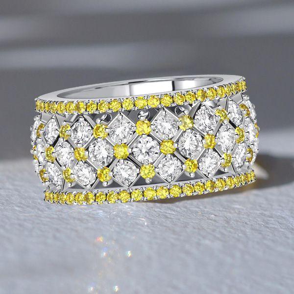 Yellow Topaz and White Sapphire Eternity Band Ring in Sterling Silver