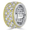 Yellow Topaz and White Sapphire Eternity Band Ring in Sterling Silver