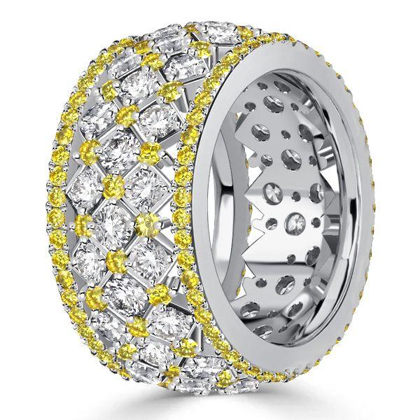 Yellow Topaz and White Sapphire Eternity Band Ring in Sterling Silver