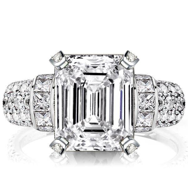 Emerald Cut White Sapphire Engagement Ring - 925 Sterling Silver