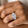 Emerald Cut White Sapphire Engagement Ring - 925 Sterling Silver
