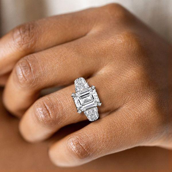 Emerald Cut White Sapphire Engagement Ring - 925 Sterling Silver