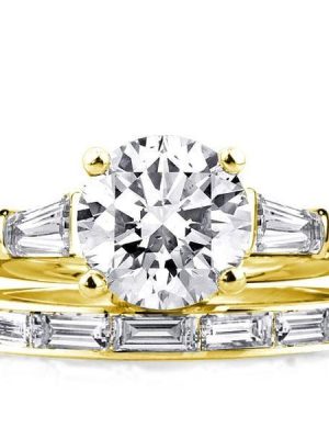 Luxury Sterling Silver Bridal Set with 5.00 CT Center Stone, 18K Gold Plated