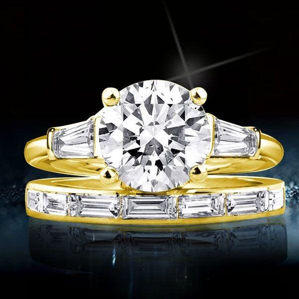 Luxury Sterling Silver Bridal Set with 5.00 CT Center Stone, 18K Gold Plated